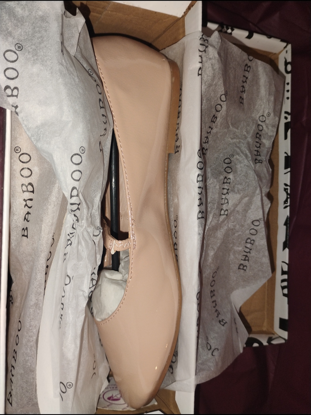 Bamboo Nude Patent Mary Jane Pump